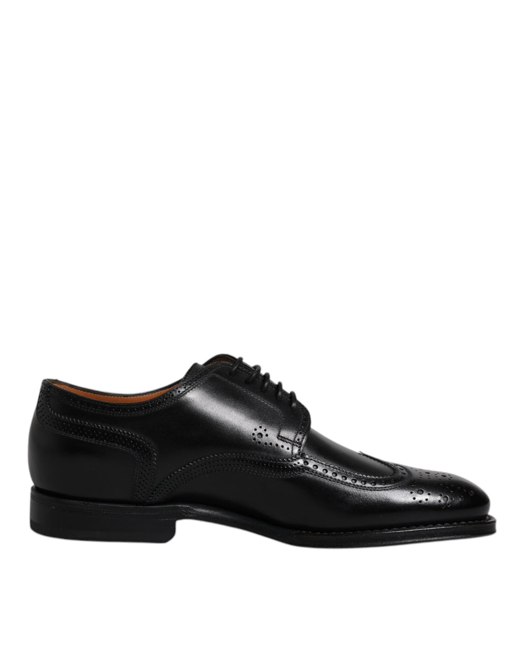 Schwarze Derby Wingtip Lackschuhe