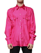 Pink Silk Collared Button-Down Men's Shirt
