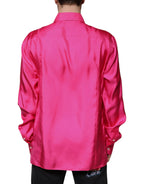 Pink Silk Collared Button-Down Men's Shirt