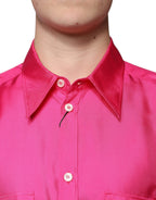 Pink Silk Collared Button-Down Men's Shirt