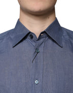 Freizeit-Langarmhemd mit Knöpfen und blauem Logo