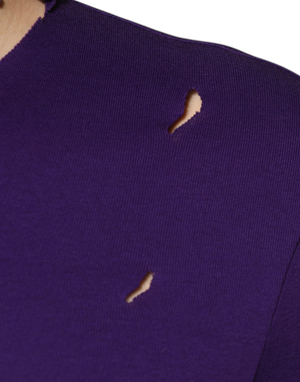 Lila Baumwoll-Rundhals-Pullover für Herren