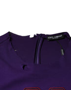 Lila Baumwoll-Rundhals-Pullover für Herren