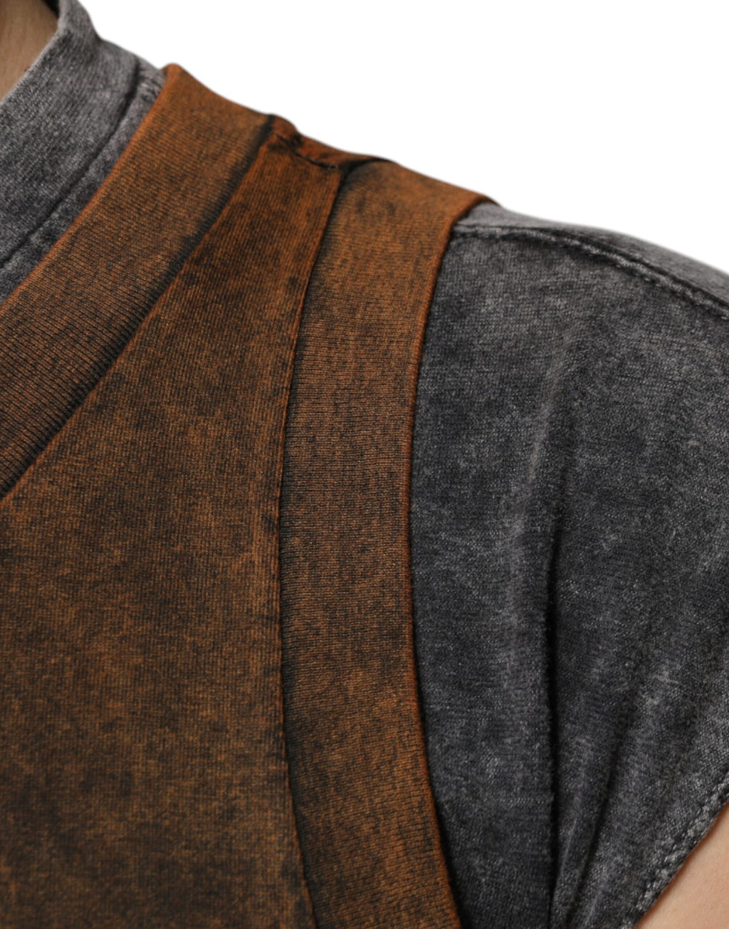 Brown Cotton Crew Neck Sleeveless T-Shirt