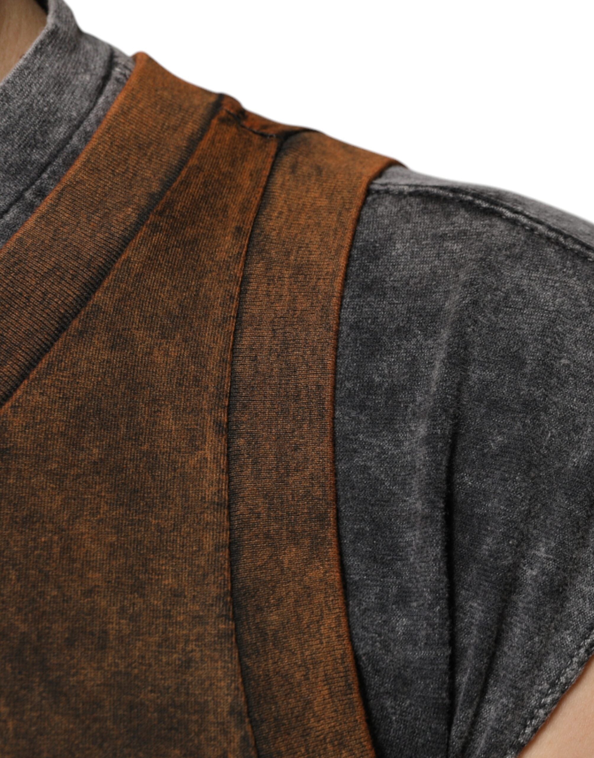 Brown Cotton Crew Neck Sleeveless T-Shirt