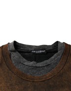 Brown Cotton Crew Neck Sleeveless T-Shirt