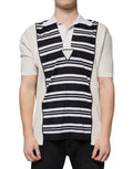 Mehrfarbig gestreiftes Polo-T-Shirt mit Kragen