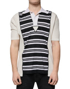 Mehrfarbig gestreiftes Polo-T-Shirt mit Kragen