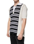 Mehrfarbig gestreiftes Polo-T-Shirt mit Kragen