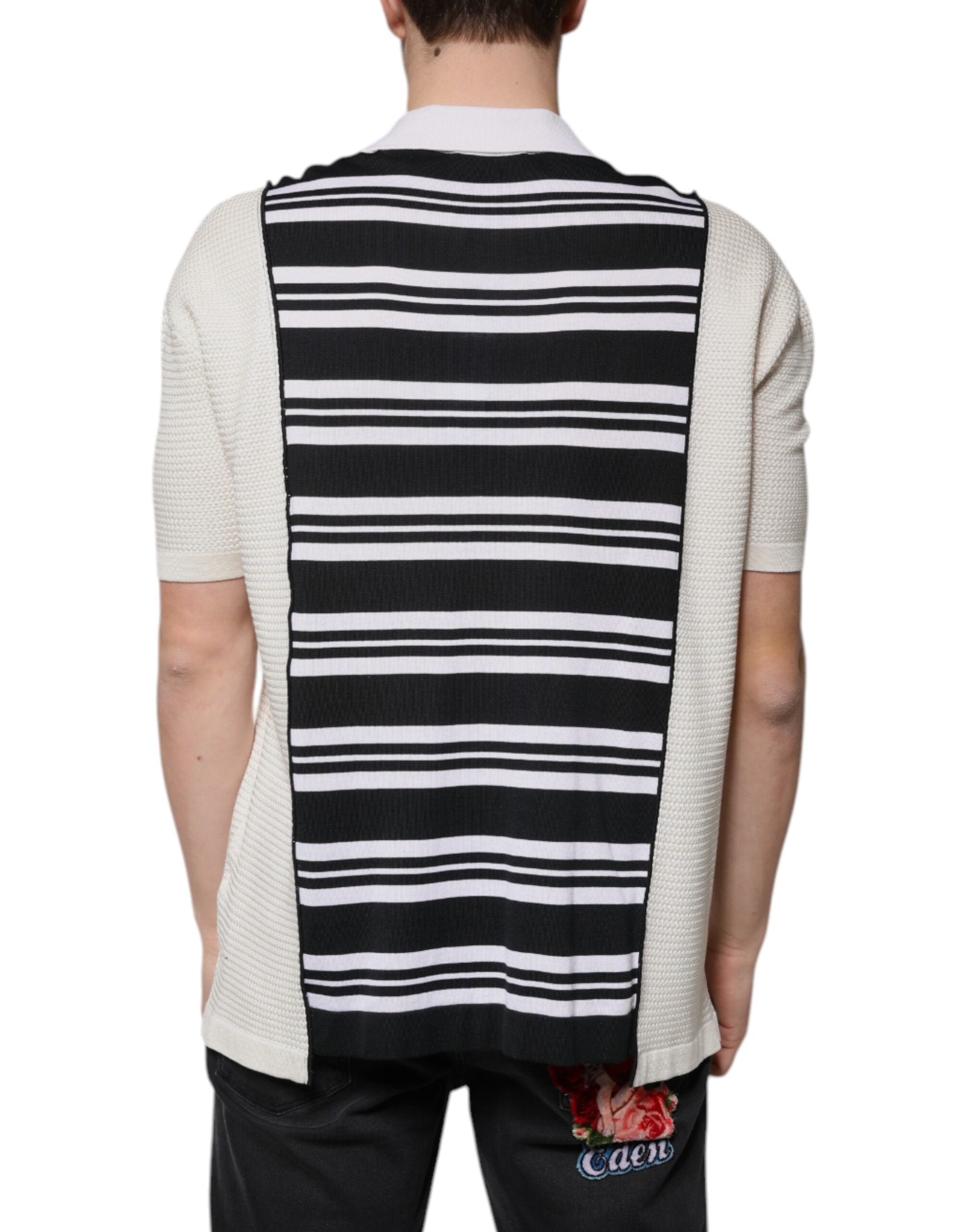 Mehrfarbig gestreiftes Polo-T-Shirt mit Kragen