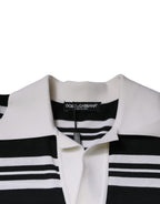Mehrfarbig gestreiftes Polo-T-Shirt mit Kragen