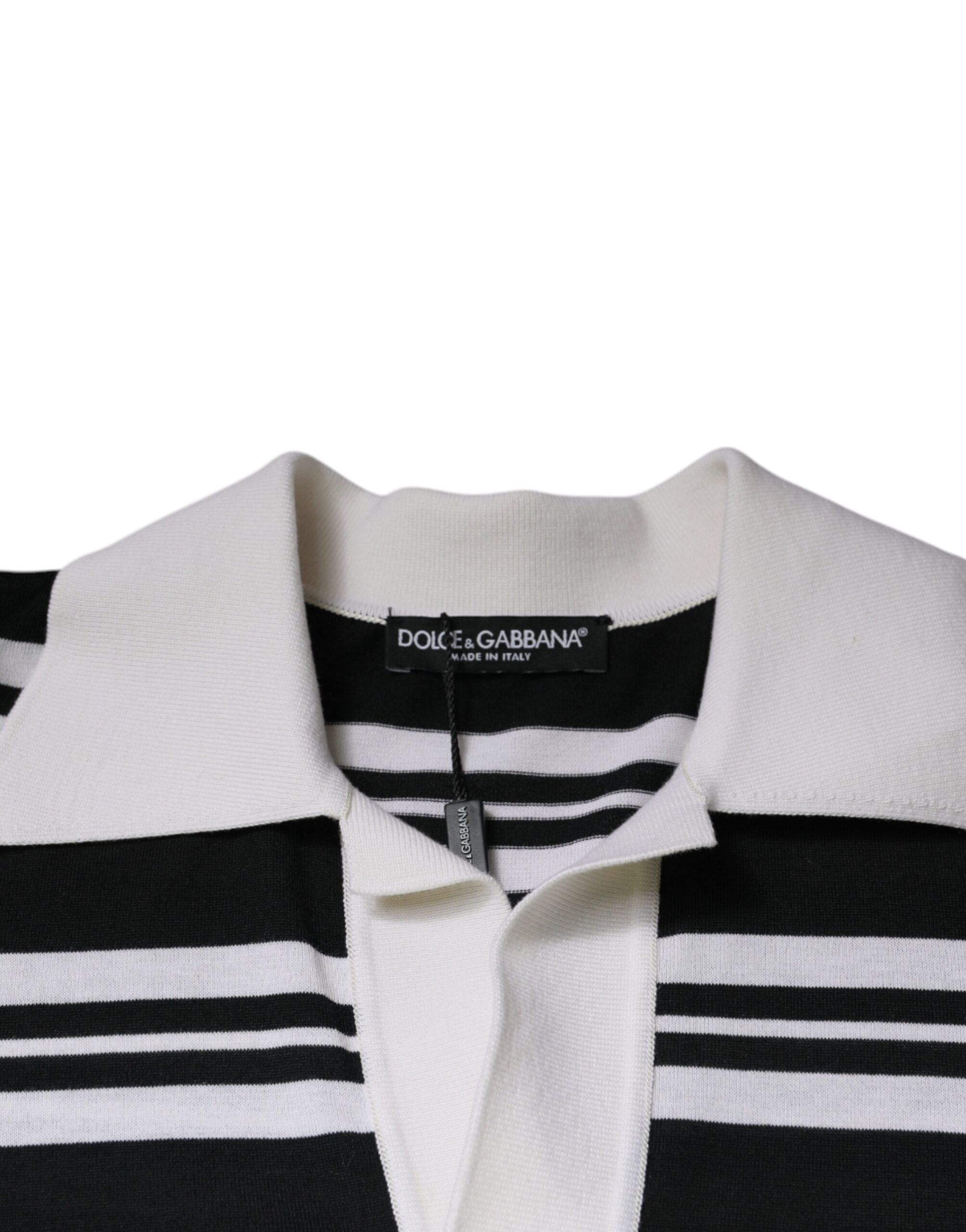 Mehrfarbig gestreiftes Polo-T-Shirt mit Kragen