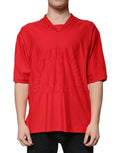 T-shirt in cotone rosso scollo a V maniche corte