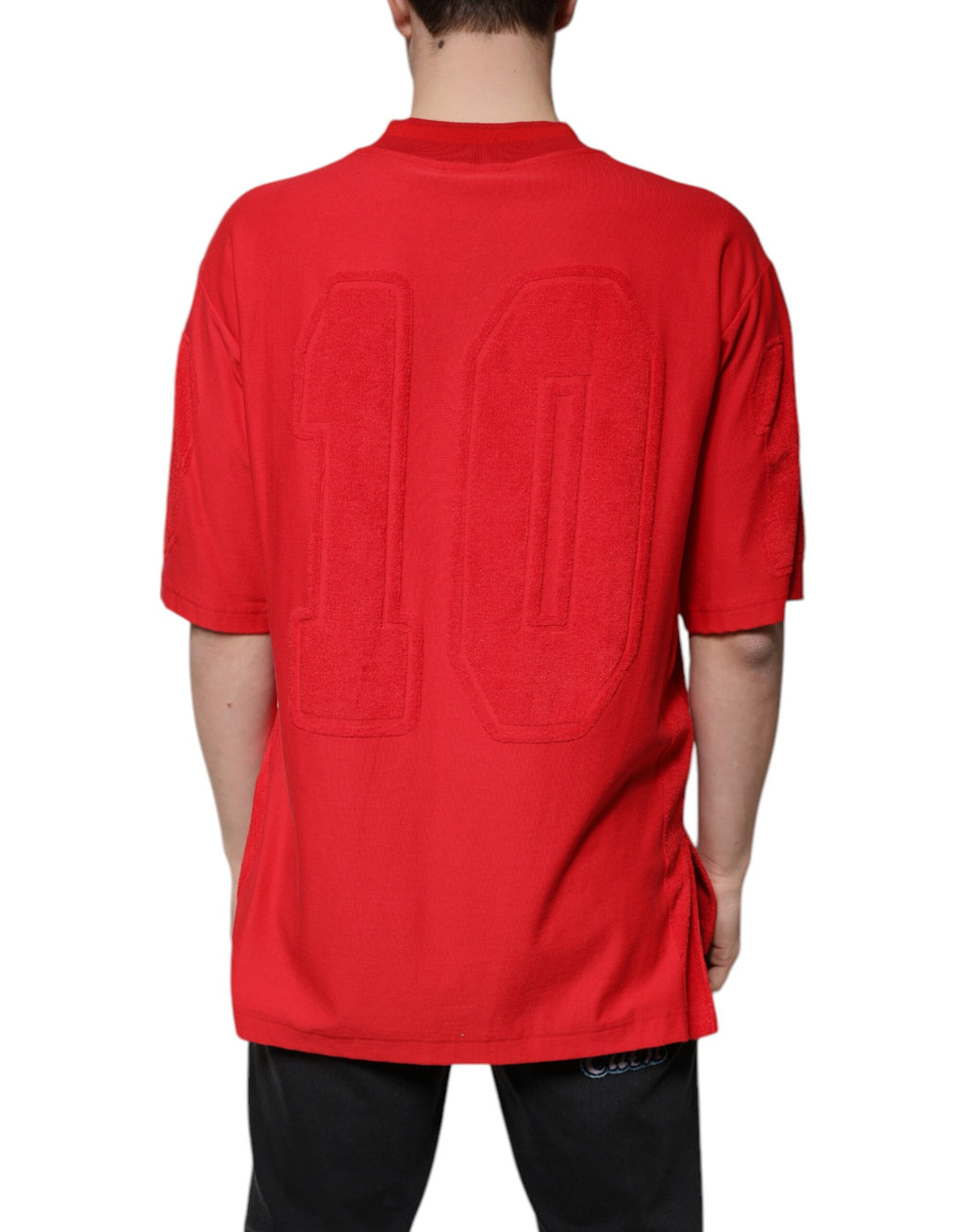 T-shirt in cotone rosso scollo a V maniche corte