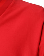 T-shirt in cotone rosso scollo a V maniche corte