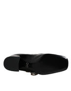 Schwarze Lackleder Mary Jane Pumps mit Kristallen