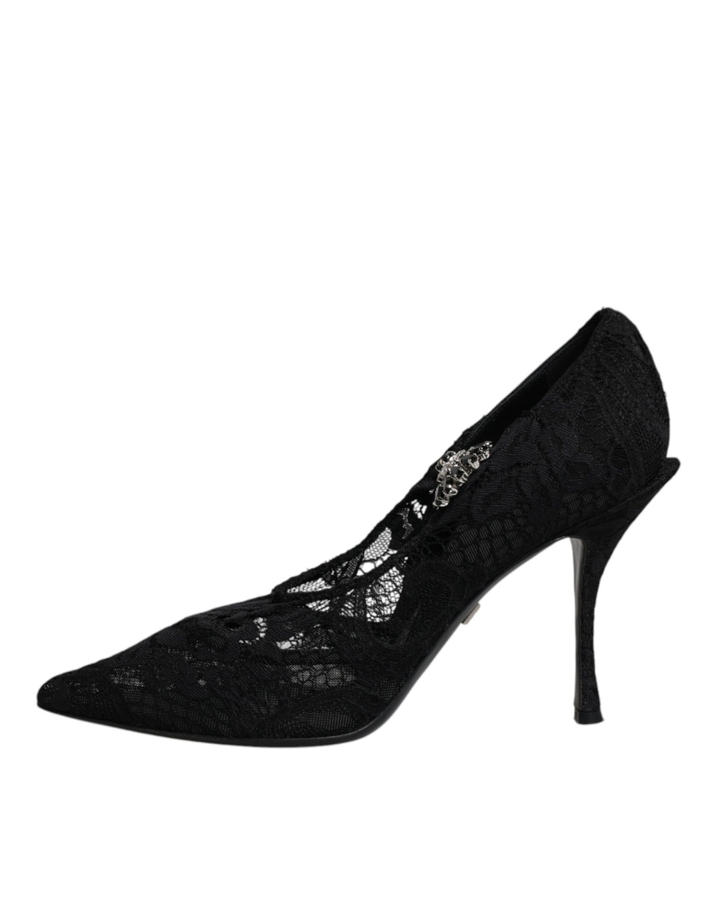 Schwarze Spitzen-Kristall-Mary-Jane-Pumps