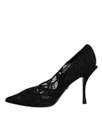 Schwarze Spitzen-Kristall-Mary-Jane-Pumps