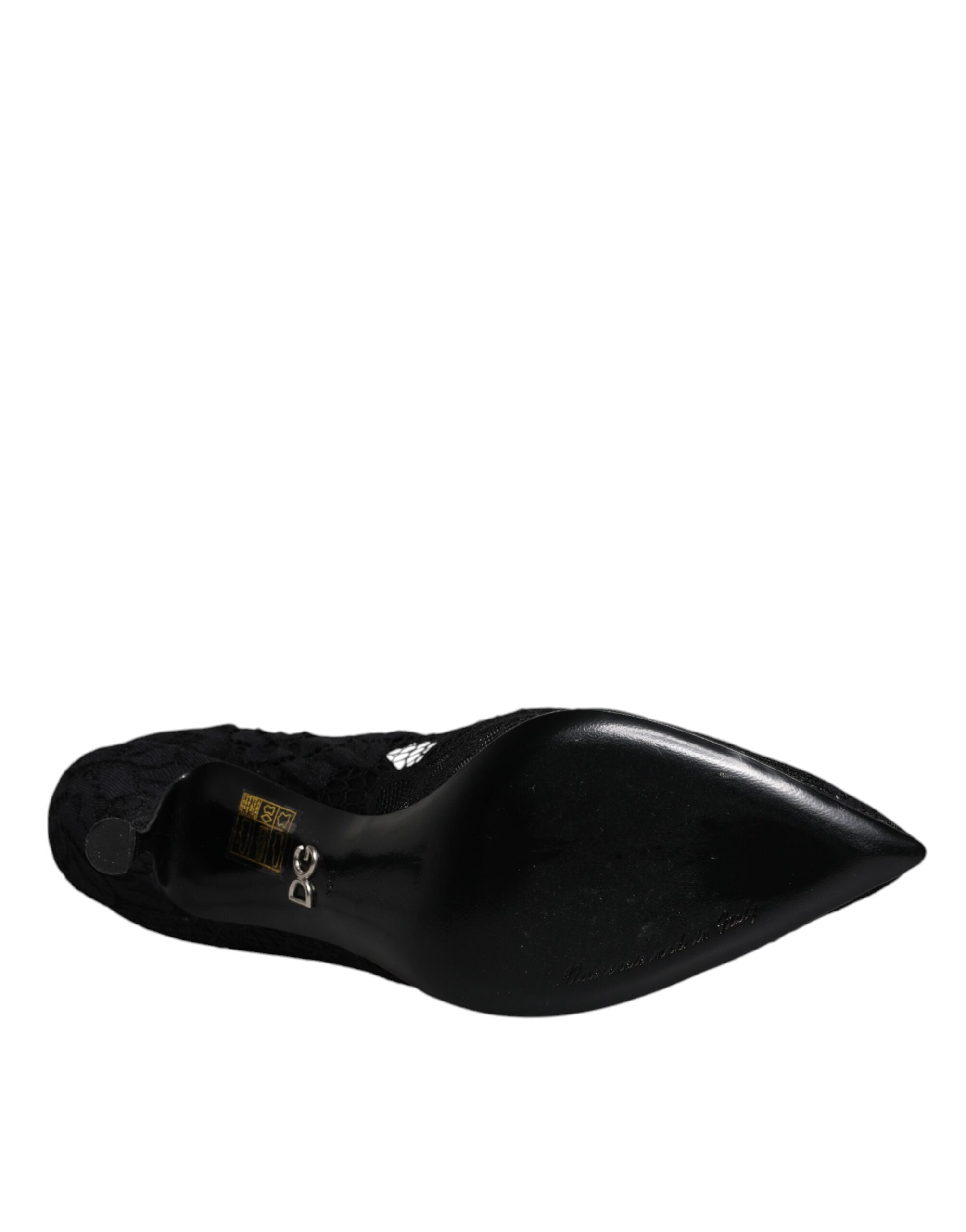 Schwarze Spitzen-Kristall-Mary-Jane-Pumps