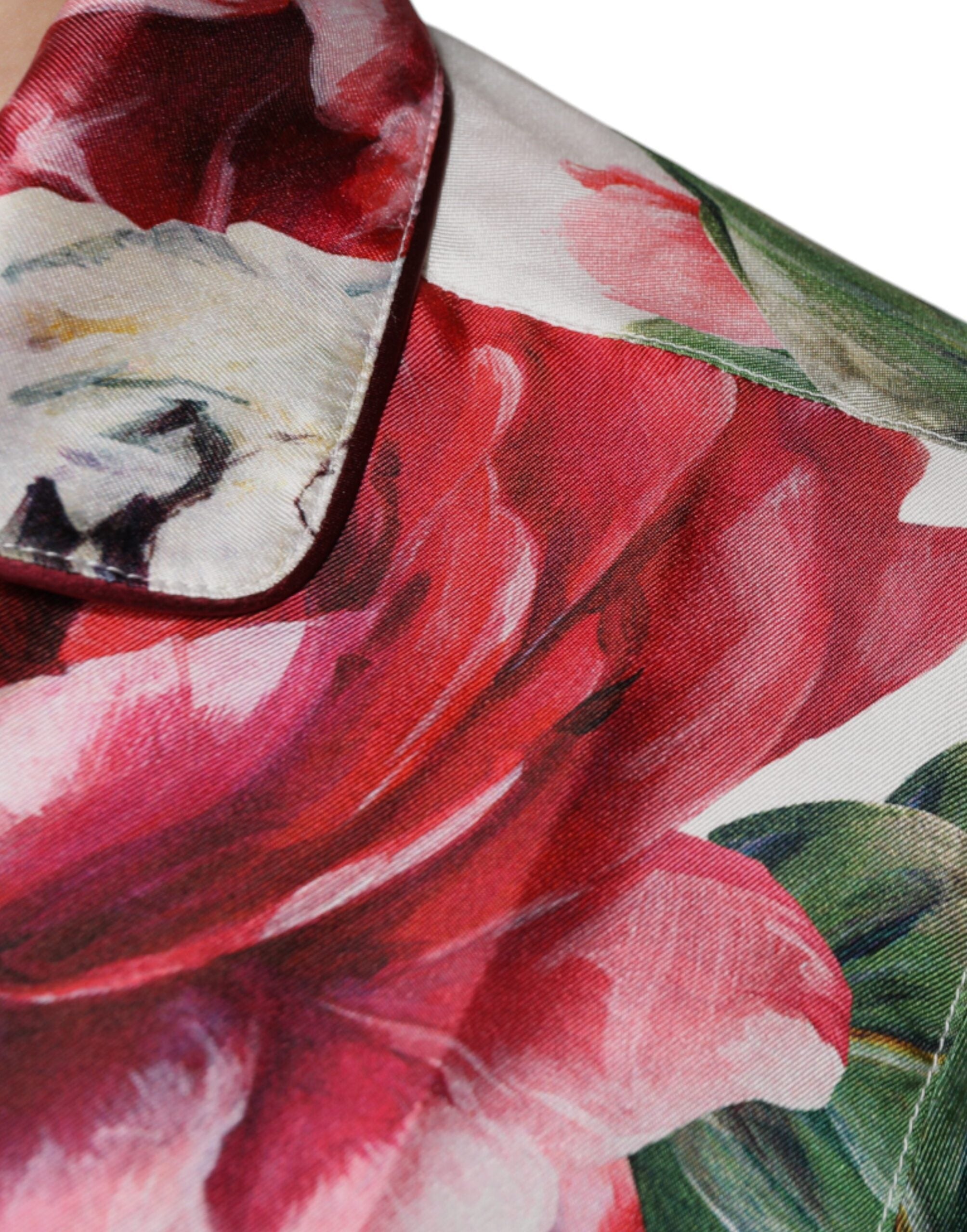 Weiße Peony Seide Langarmbluse mit Kragen