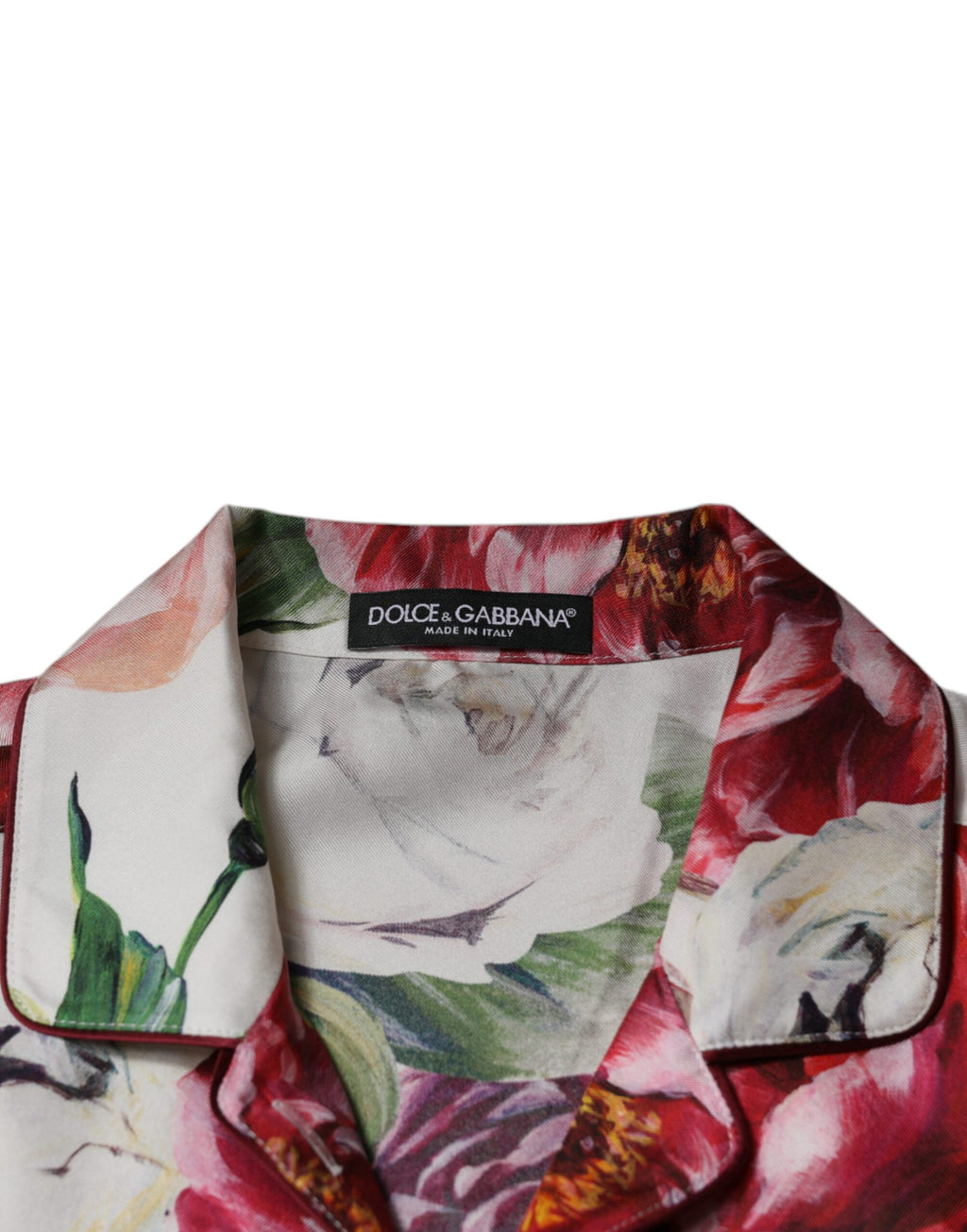 Weiße Peony Seide Langarmbluse mit Kragen