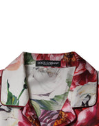 Weiße Peony Seide Langarmbluse mit Kragen