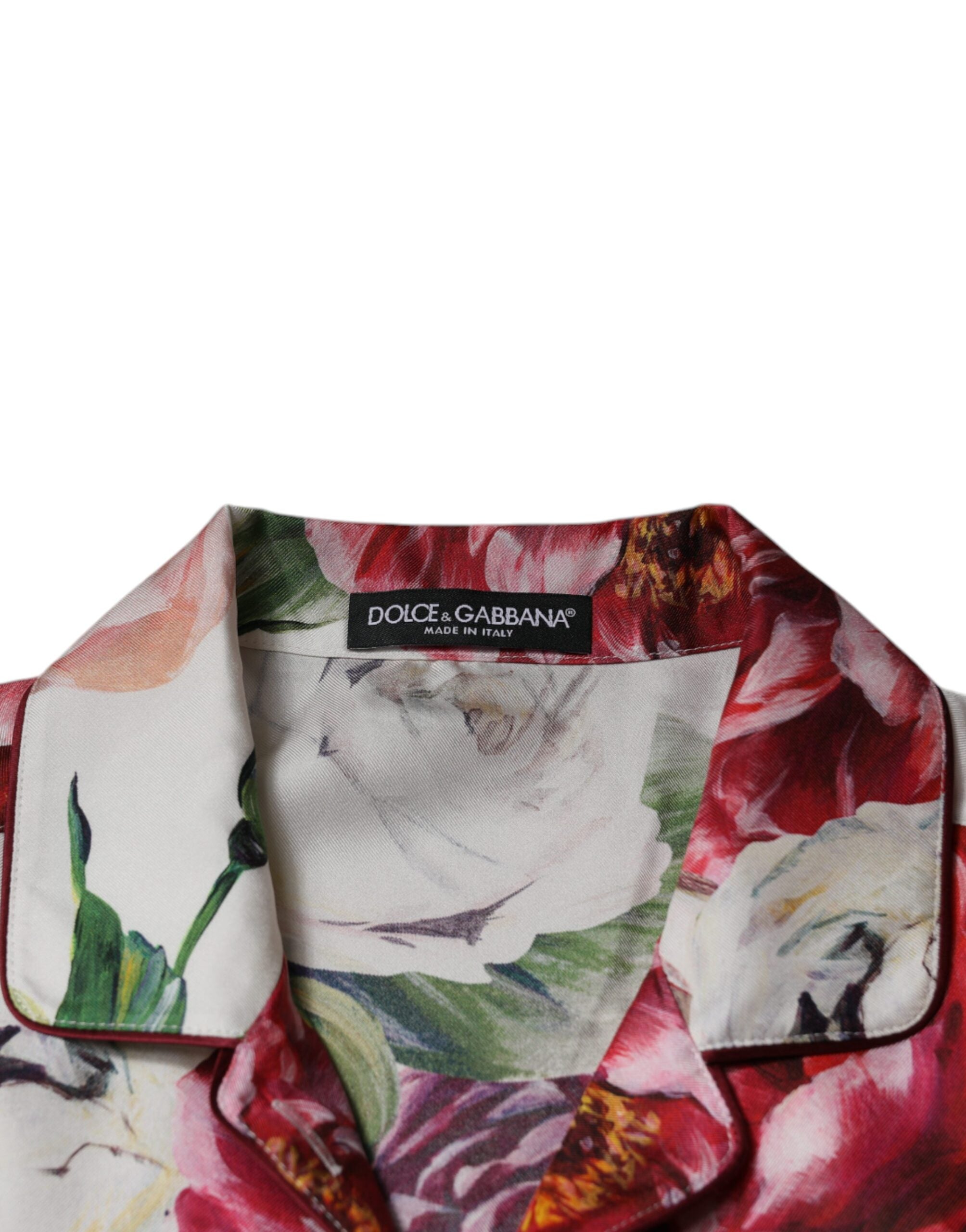 Weiße Peony Seide Langarmbluse mit Kragen