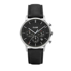 Schwarz Leder Armbanduhr