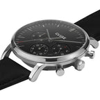 Schwarz Leder Armbanduhr