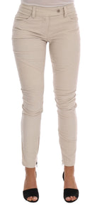 Beige Slim Jeans Cordhose Skinny