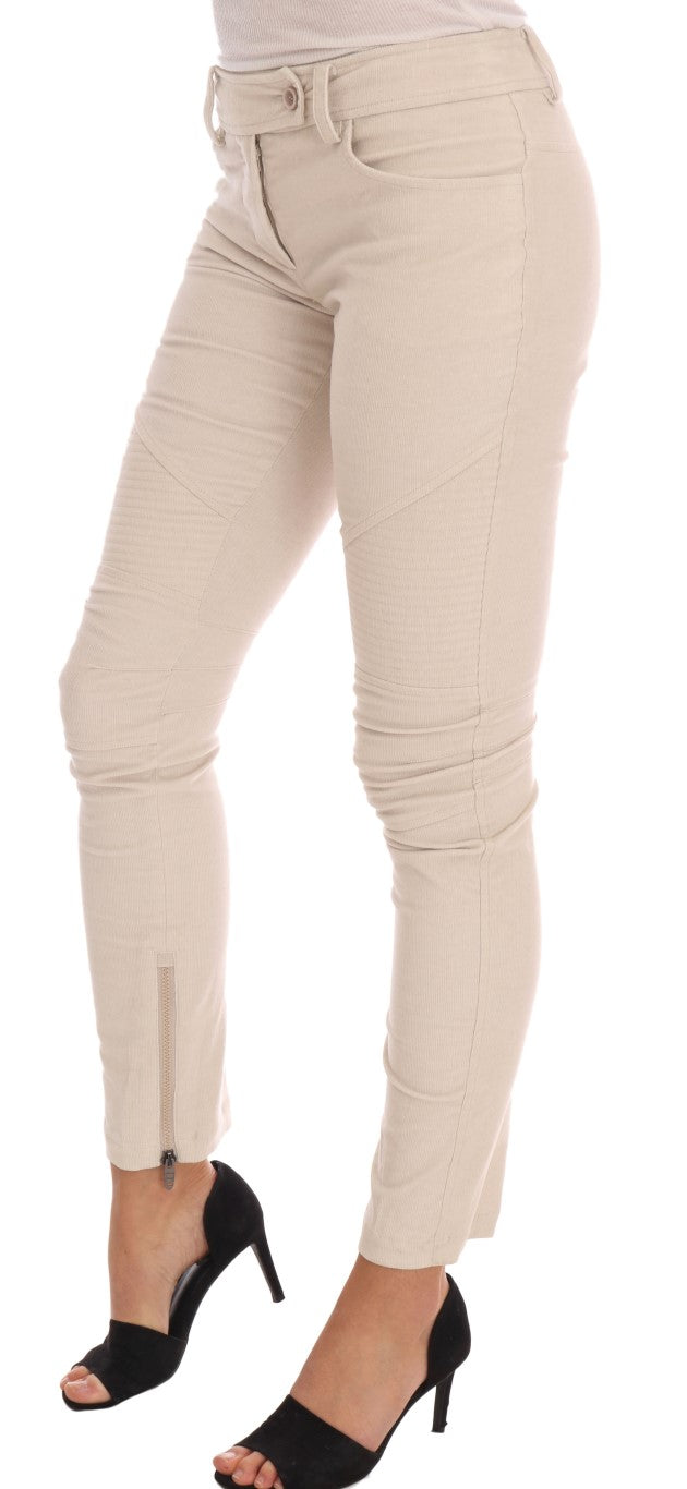Beige Slim Jeans Cordhose Skinny
