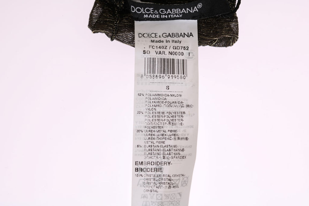 Schwarze elastische Socken mit Blumen und klaren Kristallen