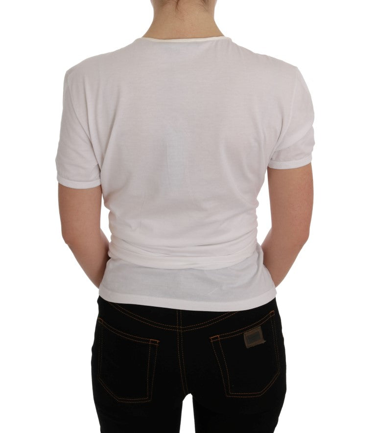 Weißes Baumwoll-Seiden-T-Shirt