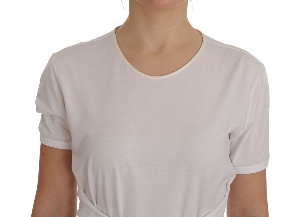 Weißes Baumwoll-Seiden-T-Shirt