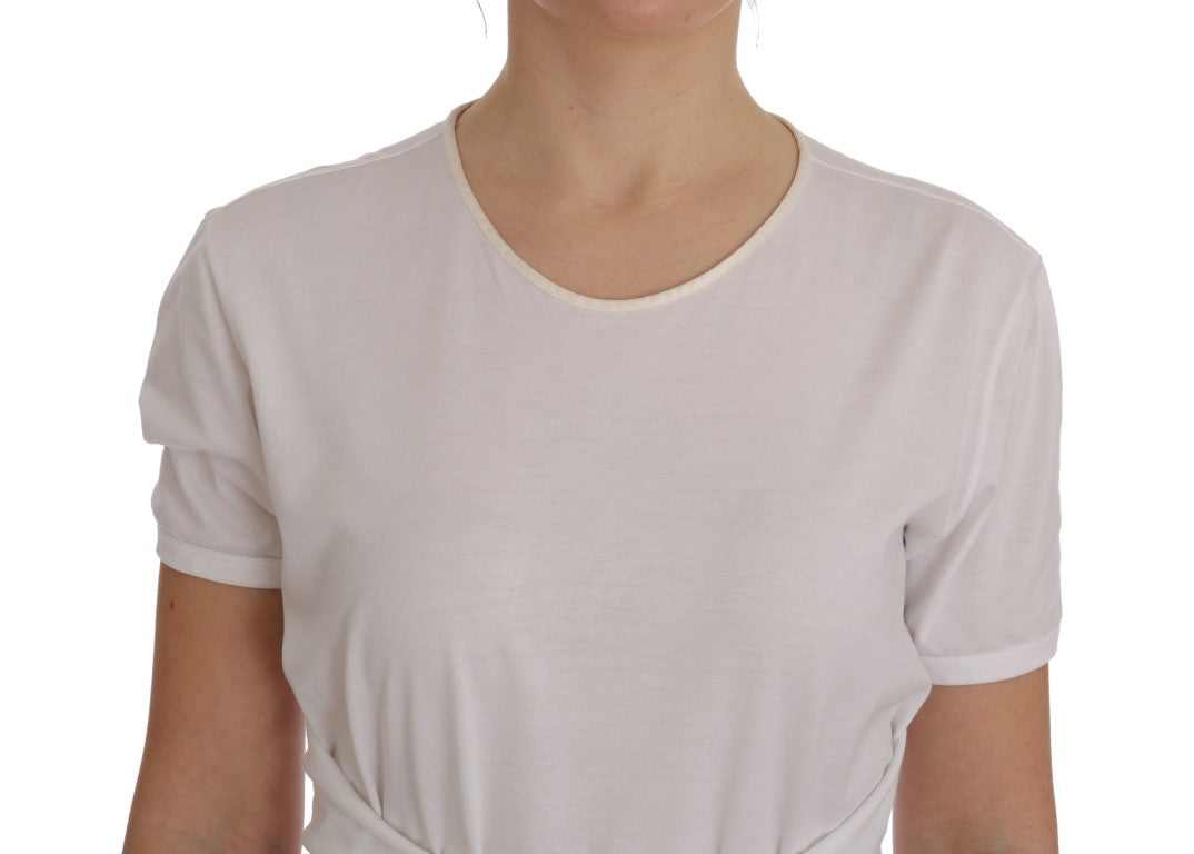 Weißes Baumwoll-Seiden-T-Shirt