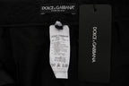 Schwarze Brokat Capri-Shorts mit hoher Taille