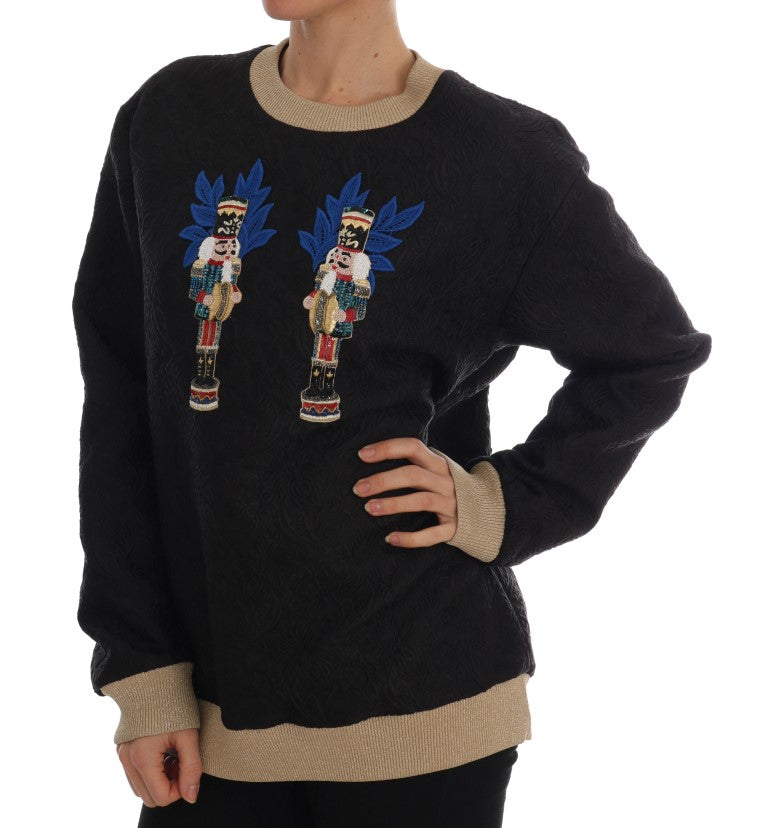 Schwarzer Märchen-Brokat-Reißverschluss-Pullover