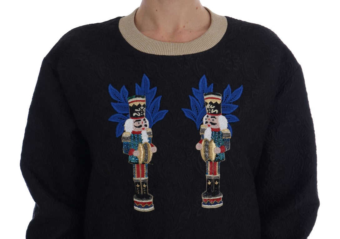 Schwarzer Märchen-Brokat-Reißverschluss-Pullover