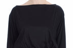 Schwarzes Modal-Seiden-Shiftkleid bis zum Knie