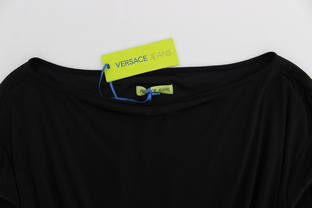 Schwarzes Modal-Seiden-Shiftkleid bis zum Knie