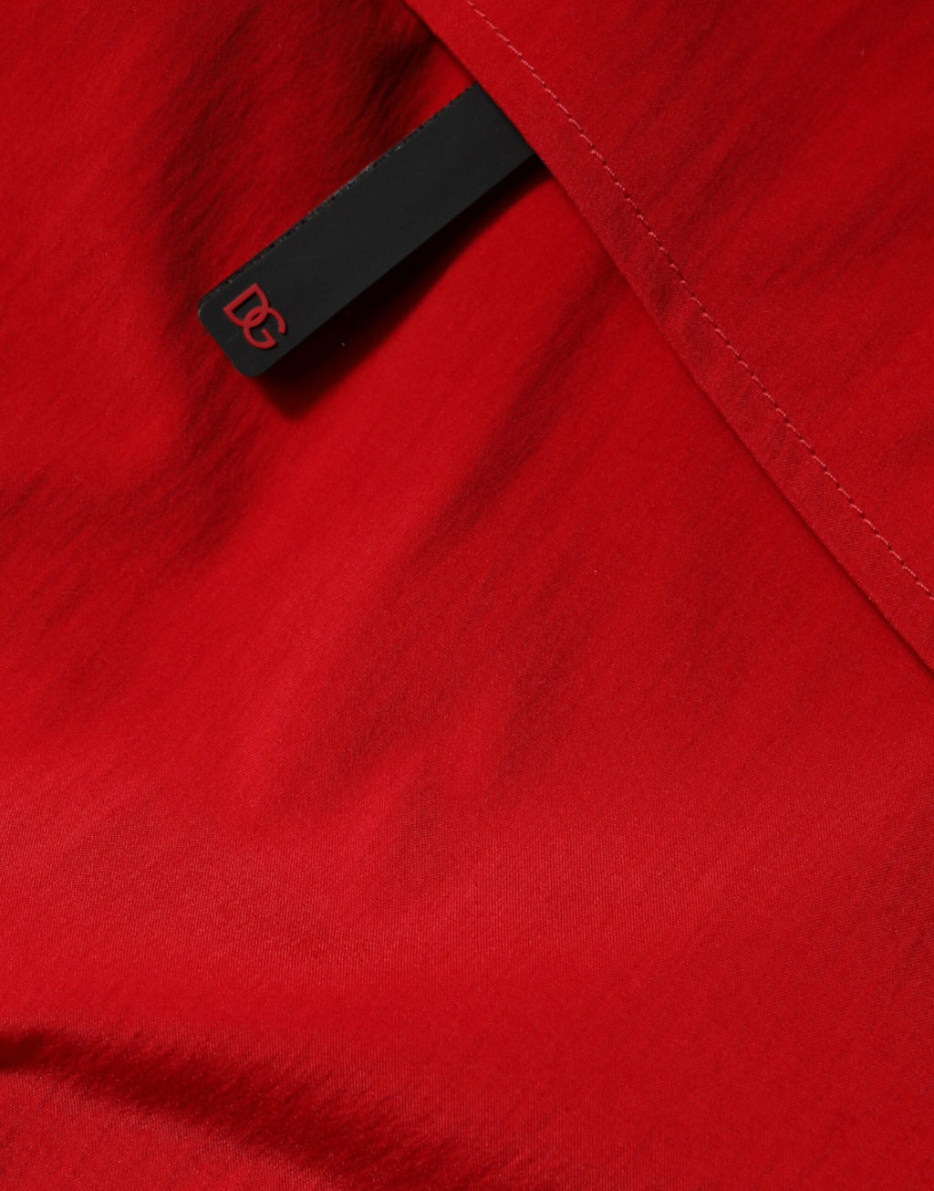 Red Nylon Hooded Men's Full Zip Parka Jacket