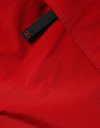Red Nylon Hooded Men's Full Zip Parka Jacket