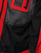Red Nylon Hooded Men's Full Zip Parka Jacket