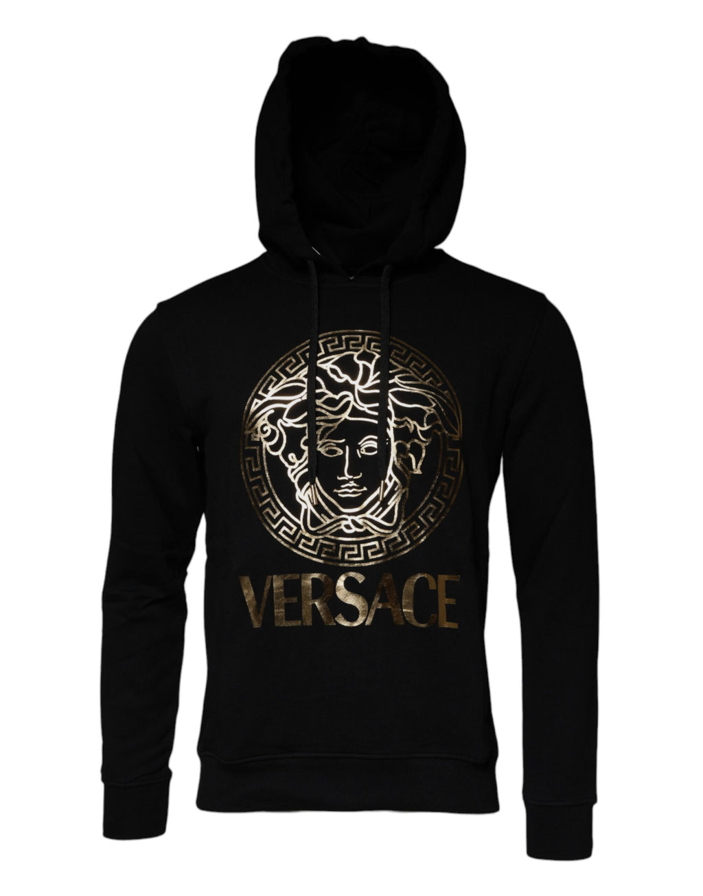 Schwarzer Medusa Baumwoll-Hoodie Pullover