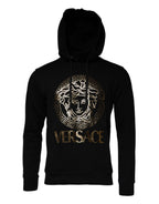 Schwarzer Medusa Baumwoll-Hoodie Pullover