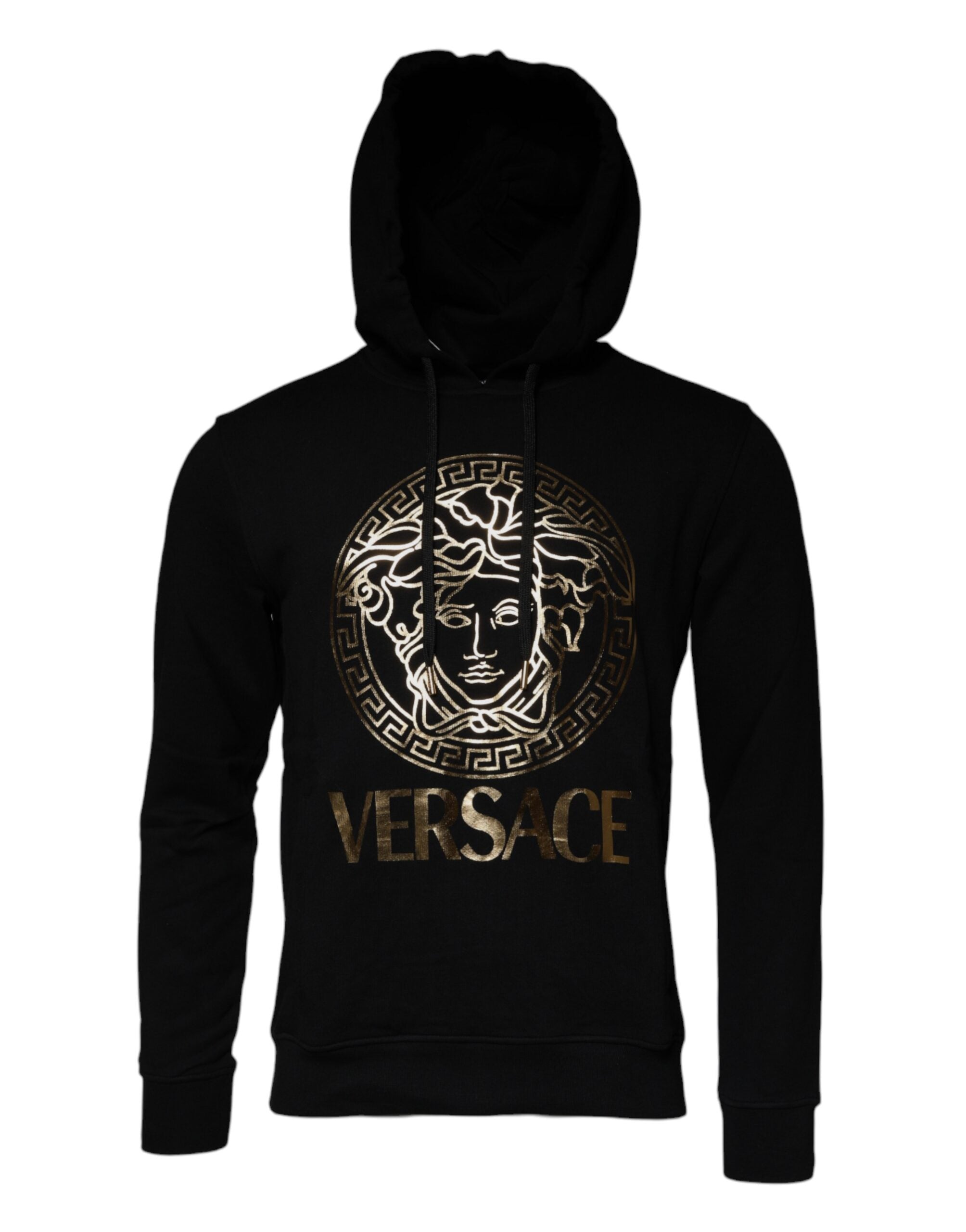 Schwarzer Medusa Baumwoll-Hoodie Pullover