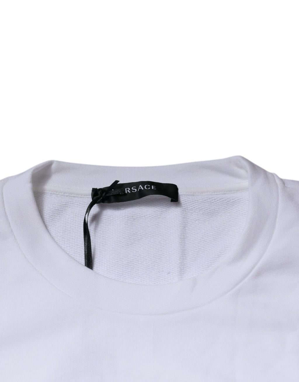 Weißer Medusa-Stickpullover mit Rundhalsausschnitt