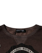 Brown Logo Print Crew Neck Pullover Sweater