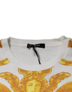 White Medusa Print Cotton Crew Neck T-shirt