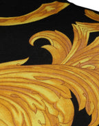 Schwarzes Baumwoll-T-Shirt mit Medusa-Print und Rundhalsausschnitt